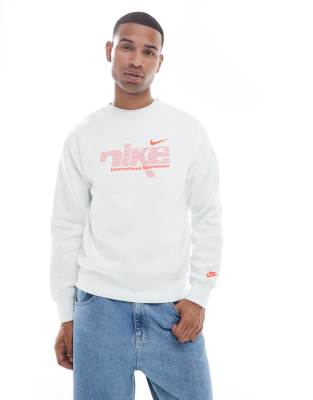 Nike Club Swoosh Sweatshirt In White