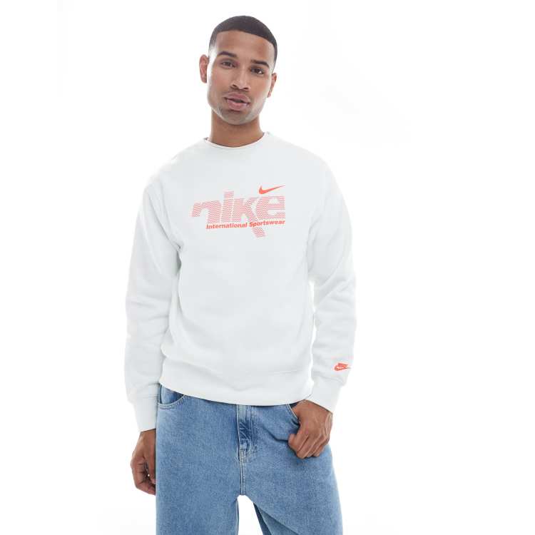 Nike Club swoosh sweatshirt in white & pink | ASOS