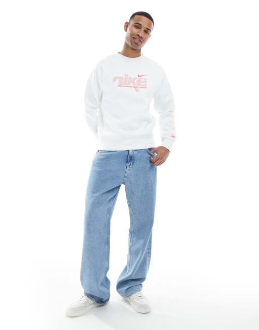 ★関税込★NIKE★Team Club Swoosh Sweatshirt★スウェット★ Nike Club swoosh sweatshirt in white & pink | ASOS
