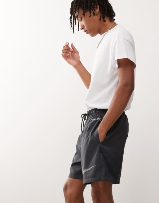 Nike Club Swoosh woven shorts in dark gray and green, 3 of 5