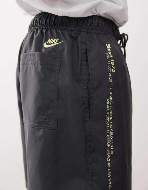 Nike Club Swoosh woven shorts in dark gray and green, 4 of 5
