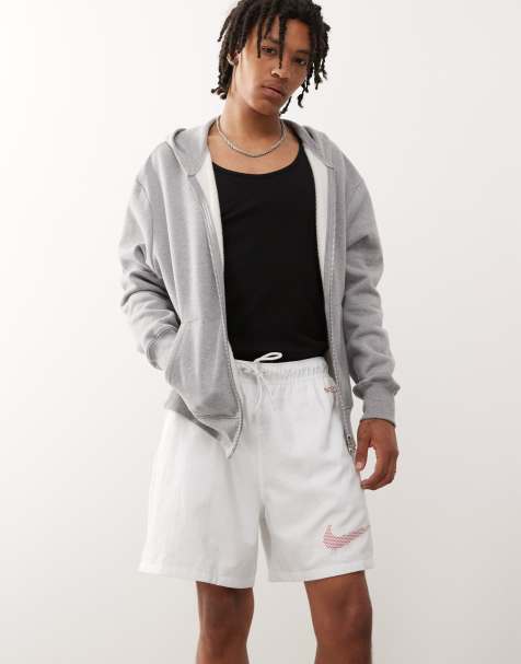 Nike Club swoosh woven shorts in white & pink