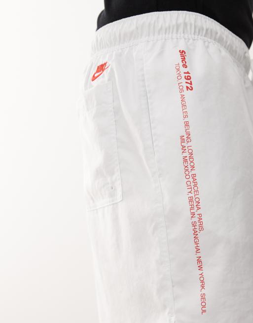 Nike Club swoosh woven shorts in white & pink, 3 of 5