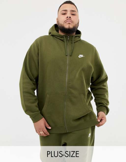 Nike club swoosh zip through hoodie in on sale green