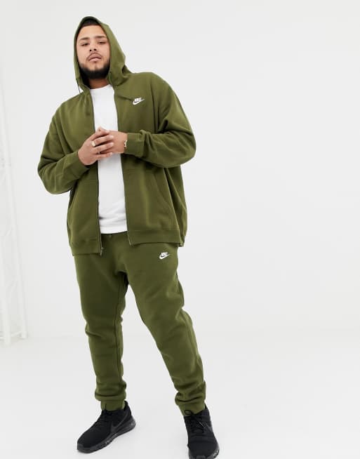 Nike club swoosh zip through hoodie store in green