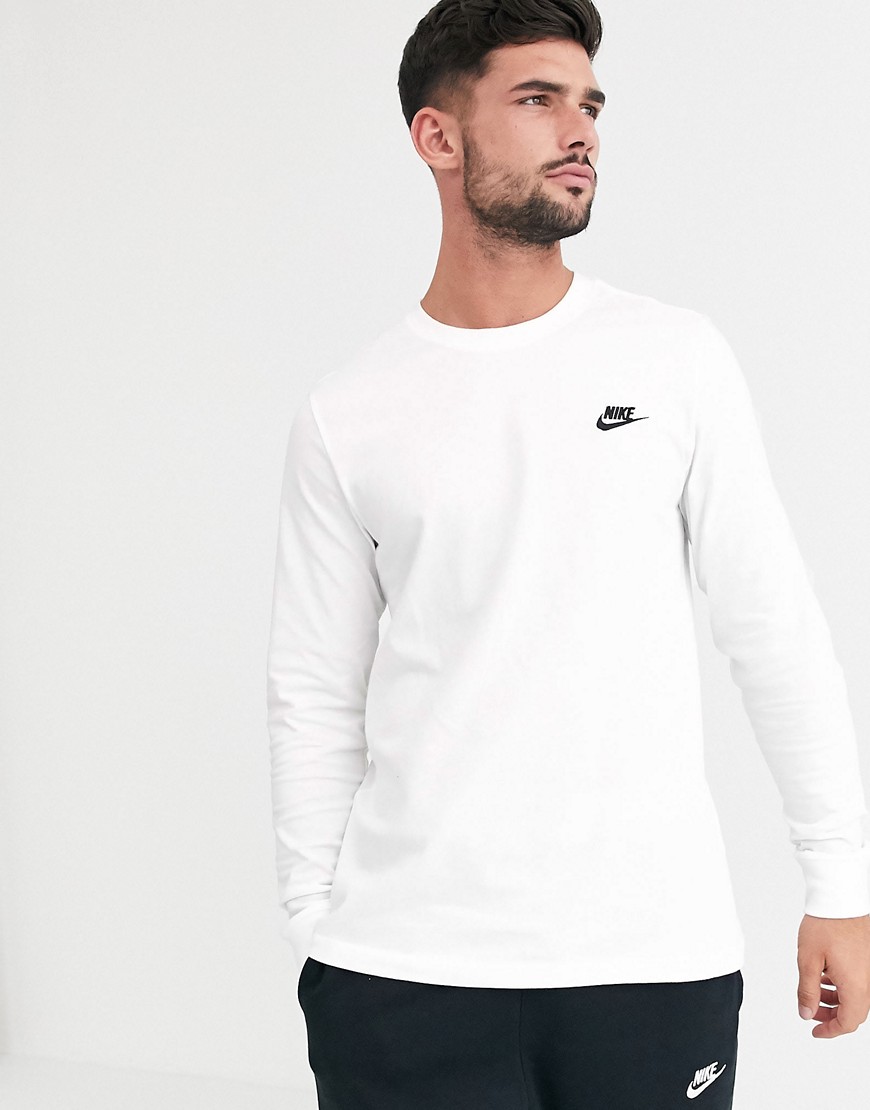 Nike Club - T-shirt bianca a maniche lunghe-Bianco