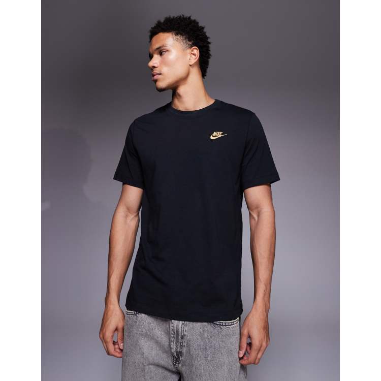 Nike Club T-shirt in black with gold logo | ASOS