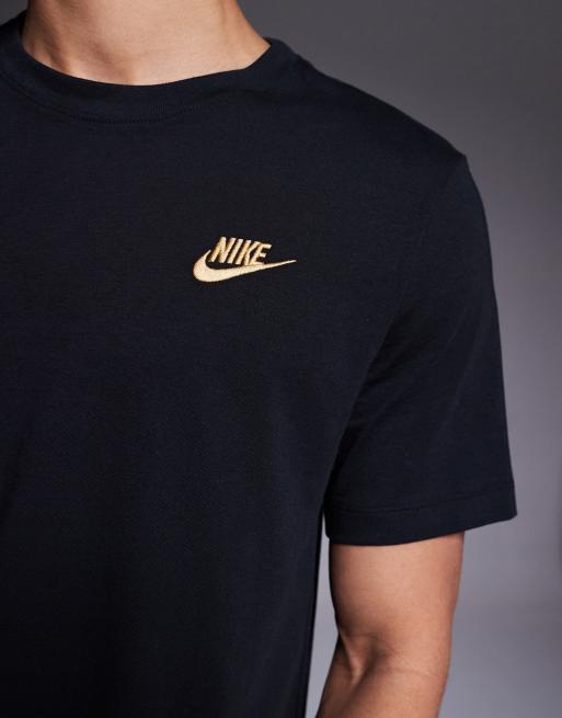 Nike Club T-shirt in black with gold logo | ASOS