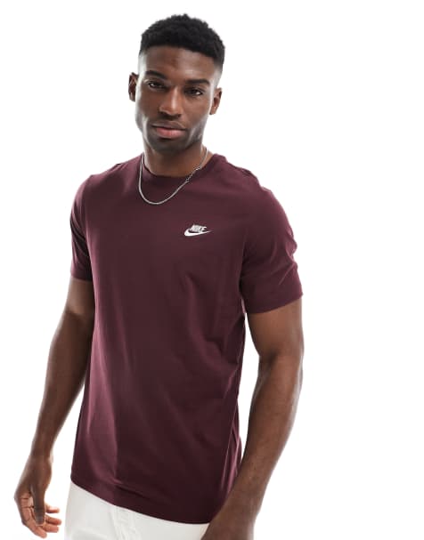 Nike Club t-shirt in burgundy - view 1