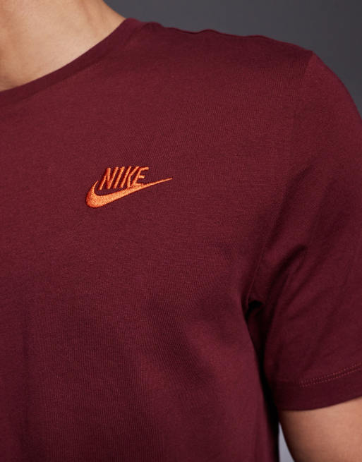 Nike Club T-shirt in dark red, 5 of 5