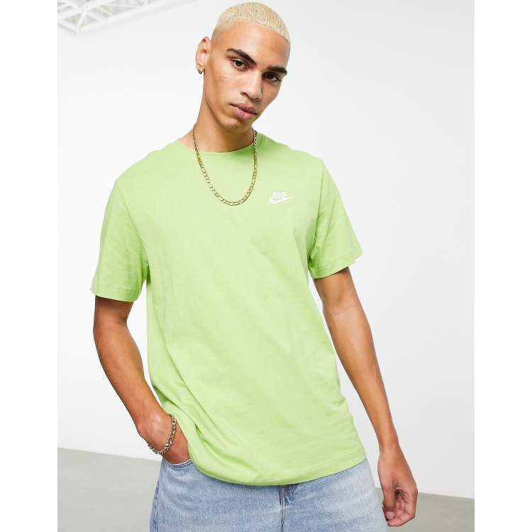 White and lime store green nike shirt