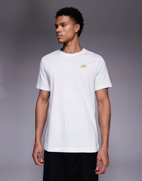 Nike Club t-shirt in white with gold logo