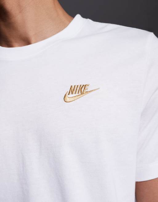 Nike Club T-shirt in white with gold logo, 5 of 5