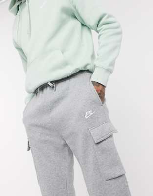 nike club cuffed cargo joggers grey