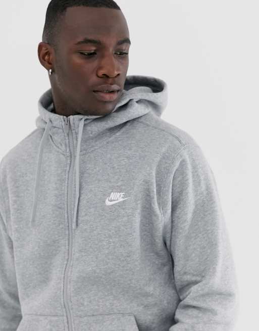 Nike Club Tall zip through hoodie in gray