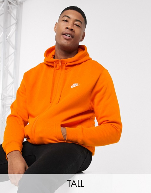 Nike Club Tall zip-through hoodie in orange