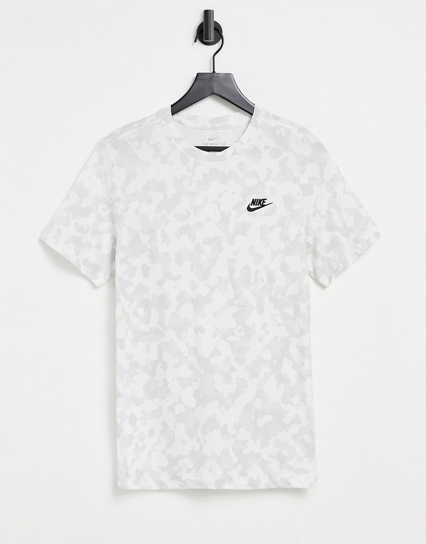 Nike Club tonal camo print t-shirt in white