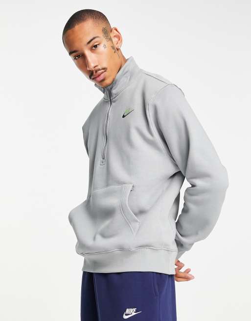 Nike - Club - Top met korte rits in Particle grijs