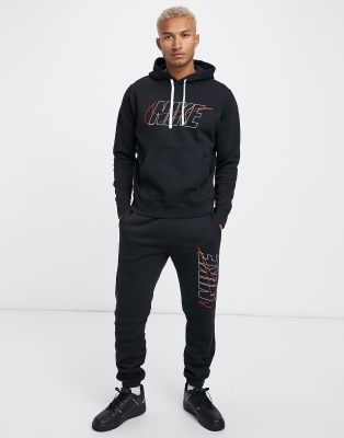 nike club tracksuit black