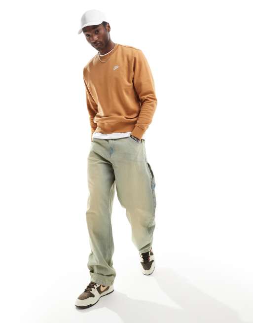 Nike Club unisex crew sweatshirt in brown, 3 of 4