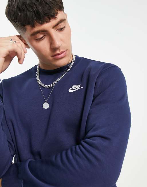 Nike club crew neck sweat in navy new arrivals