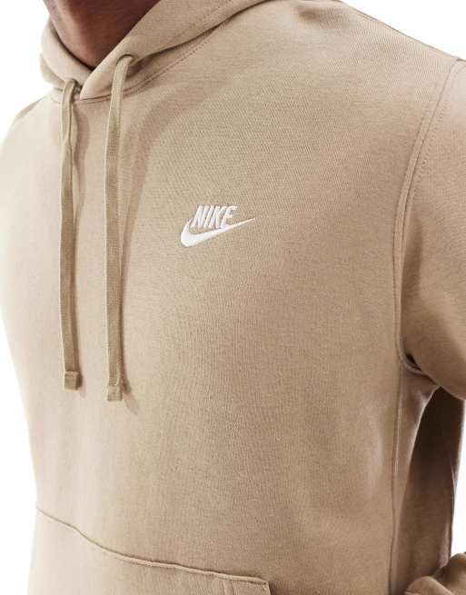 Nike Older Unisex Club Fleece Small Logo Hoodie - Beige