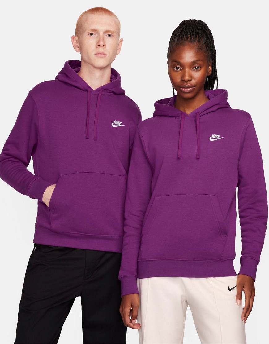 Nike Club Unisex Hoodie In Viotech Purple-white