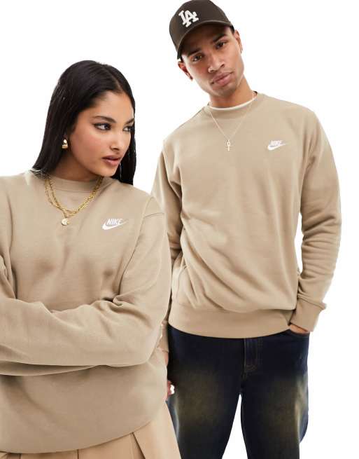 Nike – Club – Unisex-Sweatshirt in Khaki mit Rundhalsausschnitt