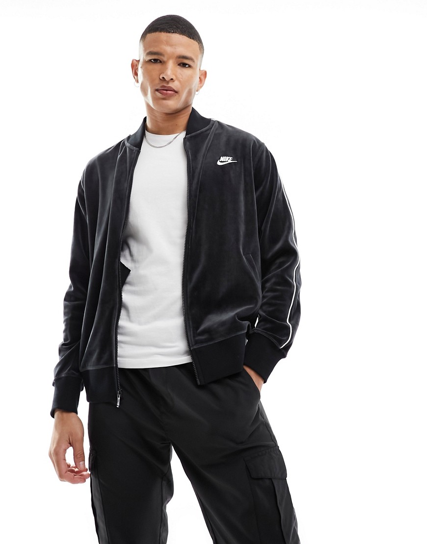 Nike Club velour jacket in black