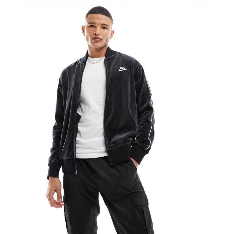 Nike Club velour jacket in black ASOS