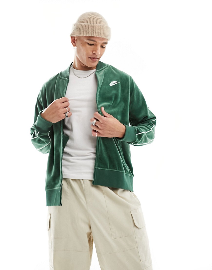 Nike Club velour jacket in green