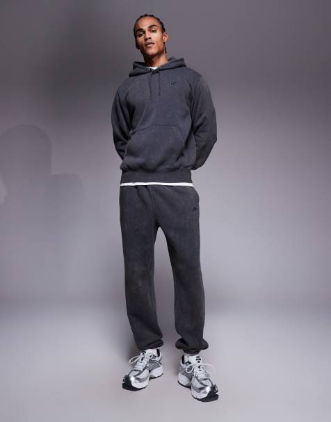 Nike Club Wash cuffed joggers in dark grey 