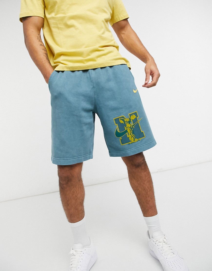 Nike Club washed logo shorts in dusty blue