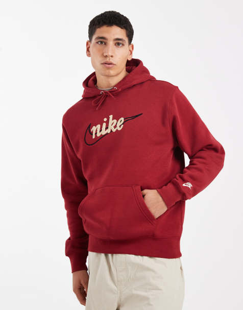 Nike – Club – Weinroter Kapuzenpullover mit Logo - view 1