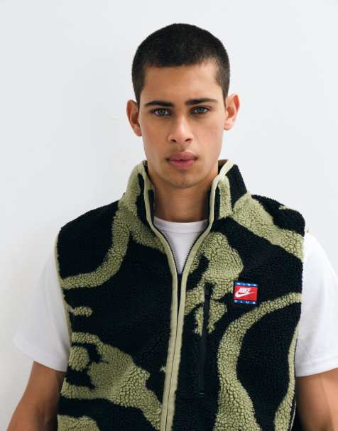 Nike Club Winter all over print vest in khaki - view 1