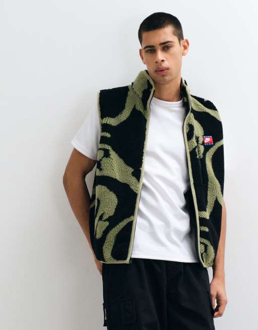 Nike Club Winter all over print vest in khaki, 2 of 5
