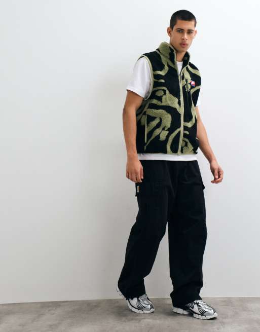 Nike Club Winter all over print vest in khaki, 3 of 5