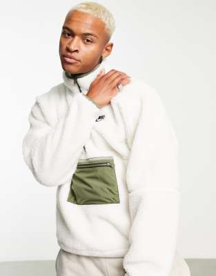 Nike Club Winter anorak with contrast pocket in sail/olive - ASOS Price Checker