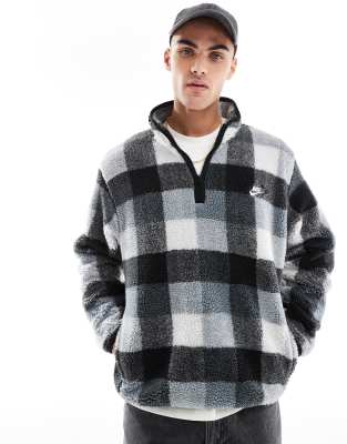 Nike Mens  Club Seasonal Winterized All Over Print Half-zip In Black