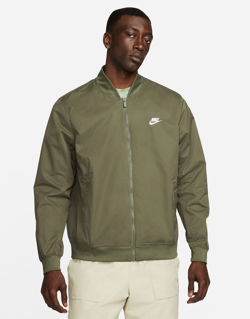 Club woven bomber jacket in medium olive-Green