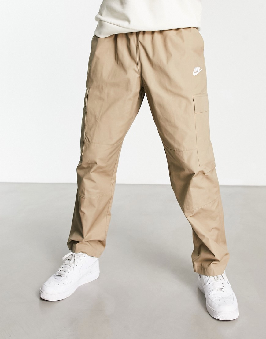 Nike Club woven cargo trousers in stone-Neutral