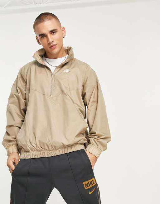 Nike Club woven hooded track jacket in khaki ASOS