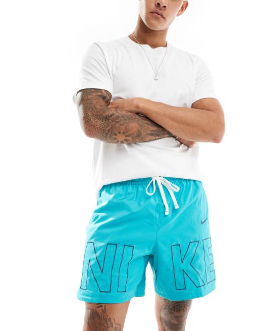 Nike Club woven logo printed shorts in aqua