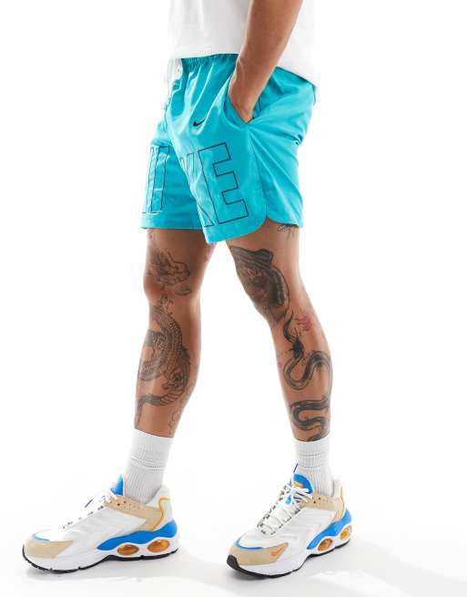 Nike Club woven logo printed shorts in aqua