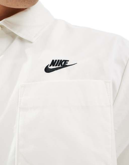 Nike Club woven short sleeve shirt in off white ASOS