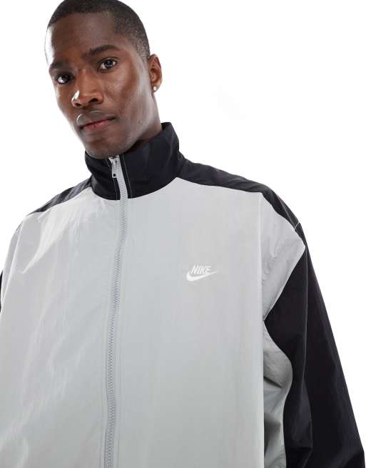 Nike Club woven track jacket in black & gray