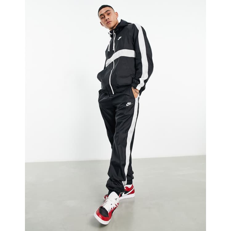 Nike black and white tracksuit bottoms hot sale