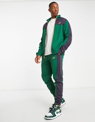 Nike tracksuit green and sales white