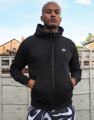 Nike Club zip-through hoodie in black