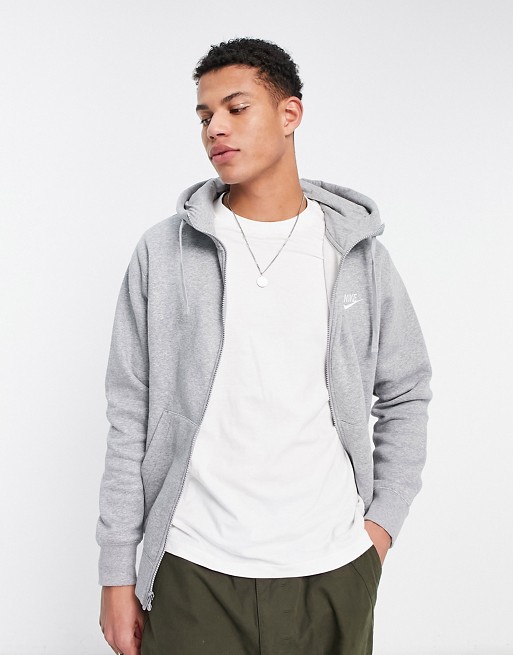 Nike Club zip-through hoodie in grey